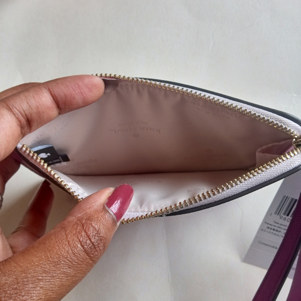 Kate Spade Saffian Baja Rose Small Zipper Wristlet New - Picture 5 of 7